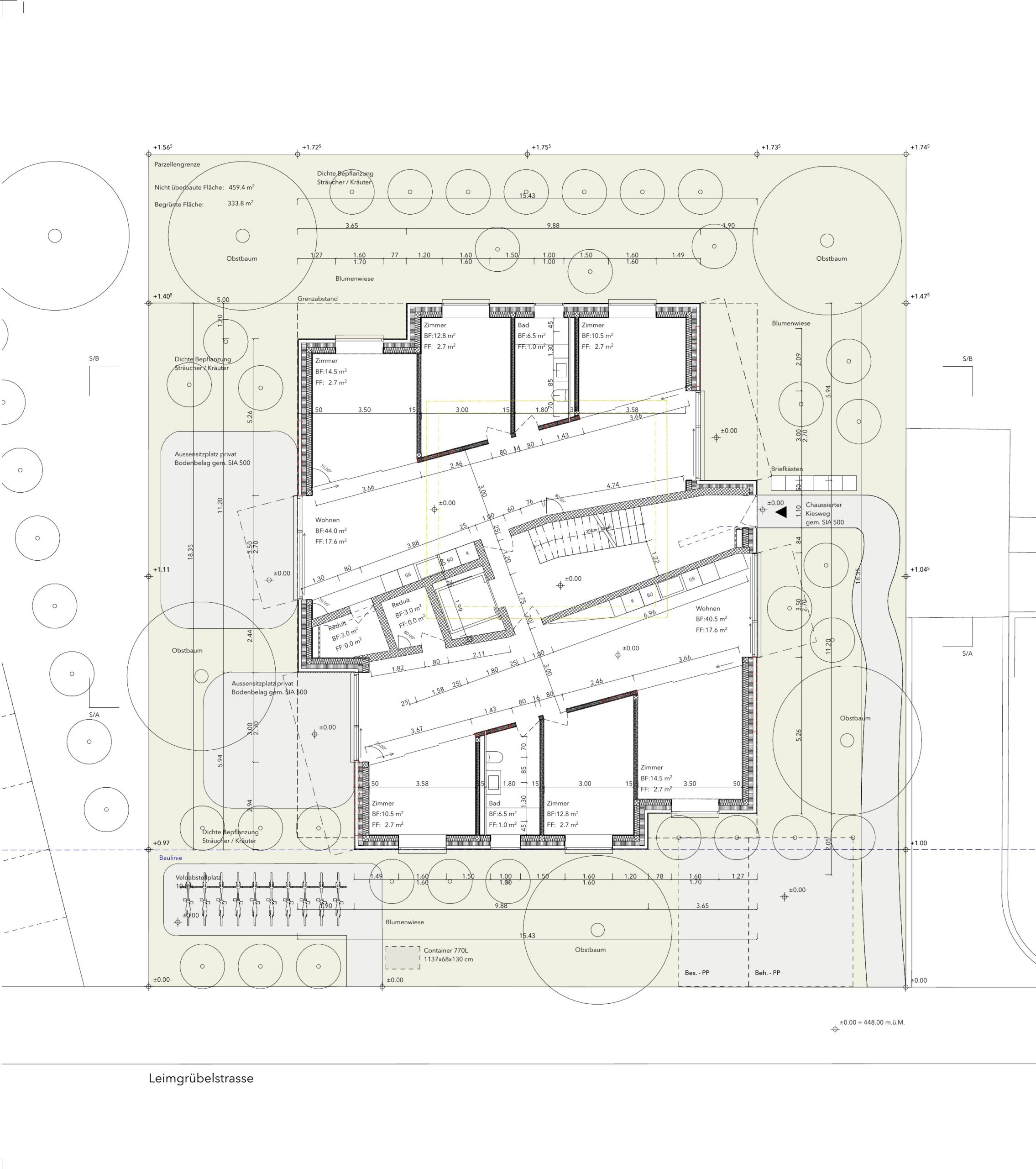Wohnbau Leimgrübelstrasse Zürich, Plan Regelgeschoss